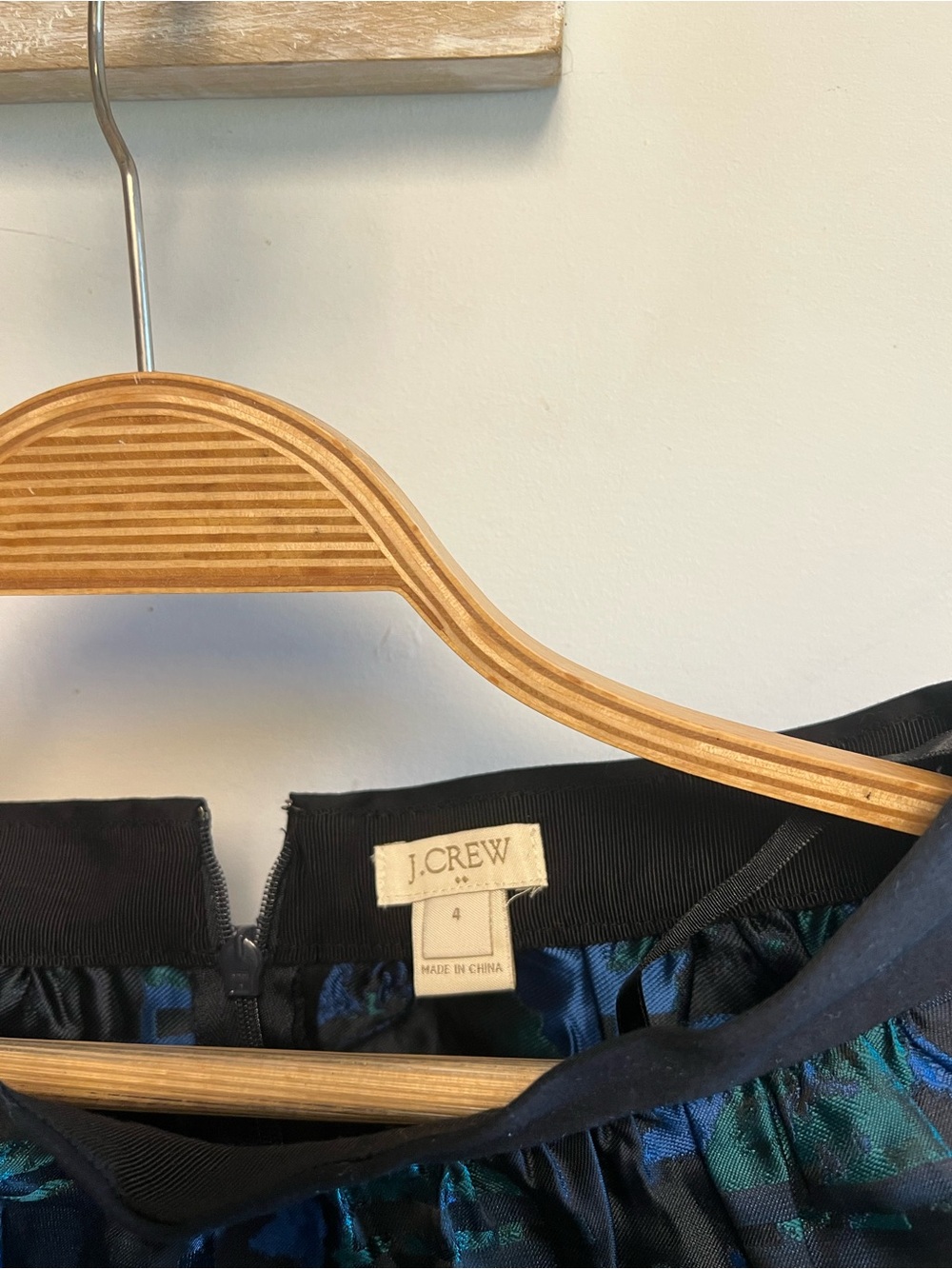 J. Crew Black Skater Skirt with Blue and Teal Metallic Print - Picture 2 of 3